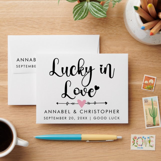 Lotto Love Lottery Ticket Minimalist Wedding favor Envelope (Desk)
