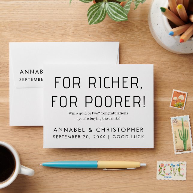 Lotto Wedding Envelope | For Richer, For Poorer |  (Desk)