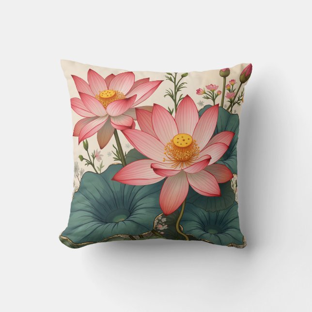 lotus 1 throw pillow (Front)