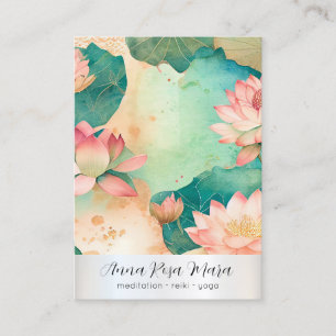 *~* Lotus 3 PHOTO Nature Flowers QR AP67 Art Business Card