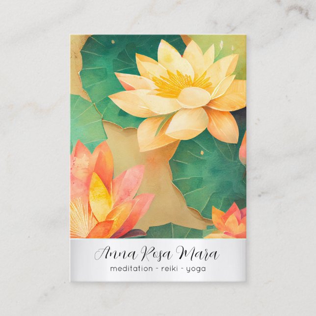 *~* Lotus 4 Art   PHOTO Nature Flowers QR AP67 Business Card (Front)