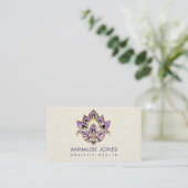 Lotus - Amethyst and Gold on canvas Business Card (Standing Front)