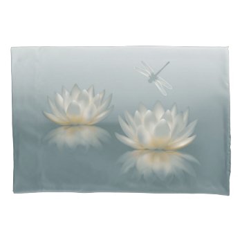 Lotus And Dragonfly (1 Side) Pillowcase by FantasyPillows at Zazzle