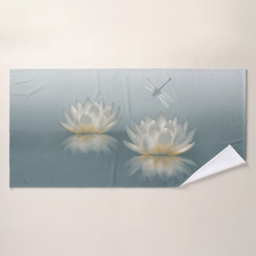 Lotus and Dragonfly Bath Towel