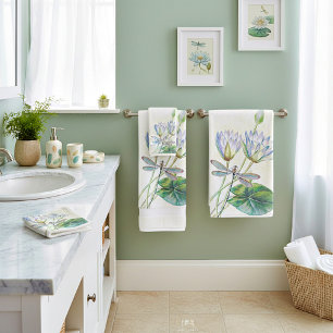Lotus and dragonfly bath towel set