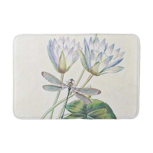 Lotus and dragonfly bathroom mat (Front)