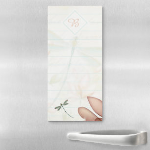 Lotus and dragonfly magnetic notepad