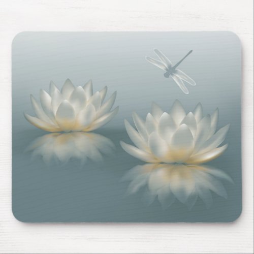 Lotus and Dragonfly Mouse Pad