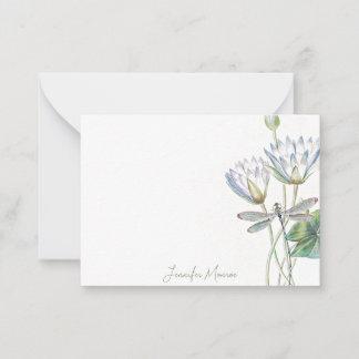 Lotus and dragonfly personalized note card