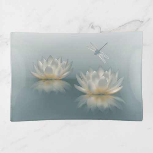 Lotus and Dragonfly Trinket Tray