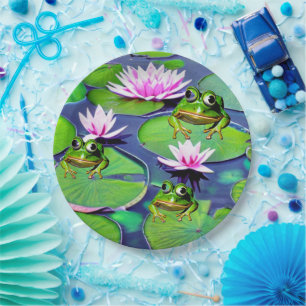 Lotus And Lily Pad Frogs Paper Plates