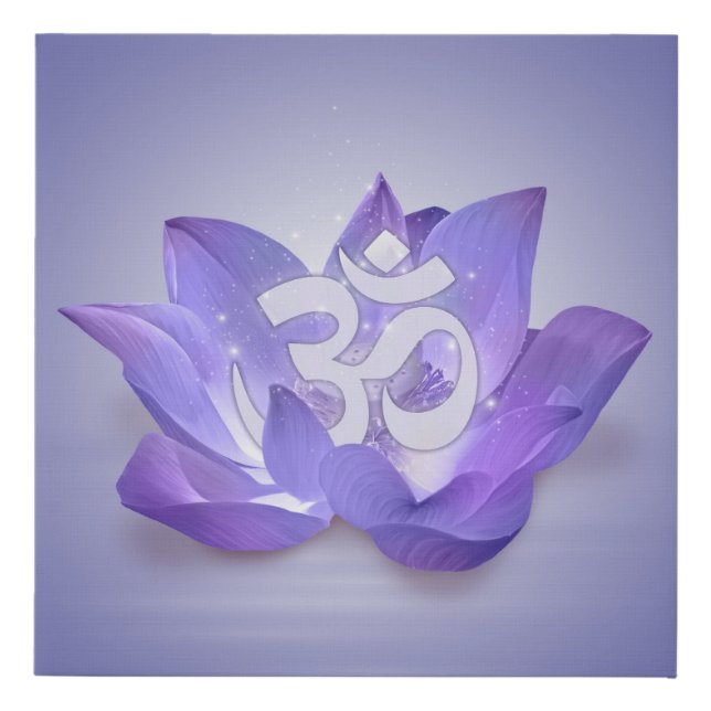 Lotus and OM symbol Faux Canvas Print (Front)