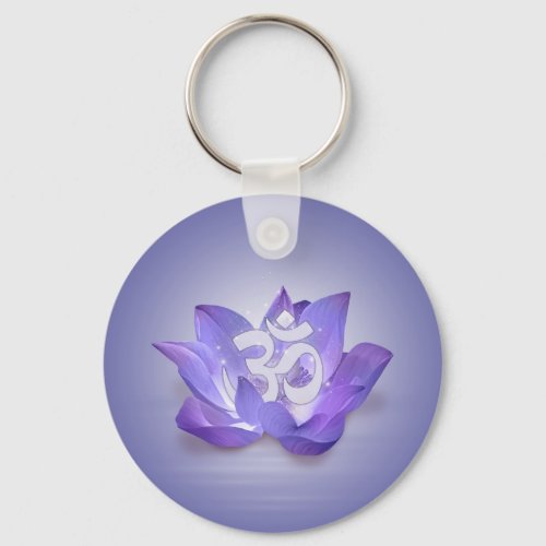 Lotus and OM symbol Keychain