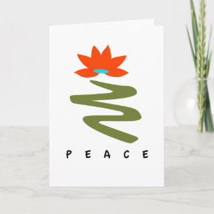 Lotus and pathway stem PEACE holiday  Card