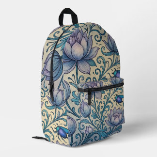 Lotus and Scarab Printed Backpack