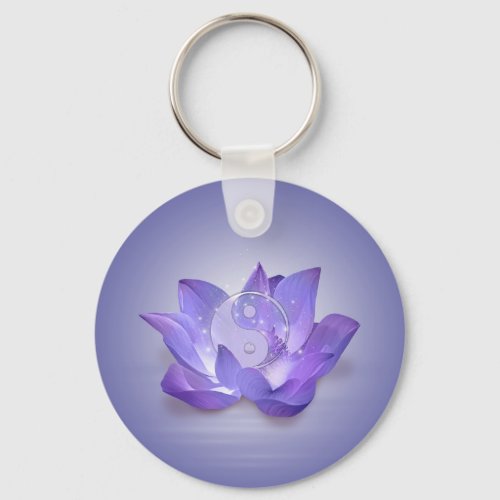 Lotus and Yin Yang Keychain