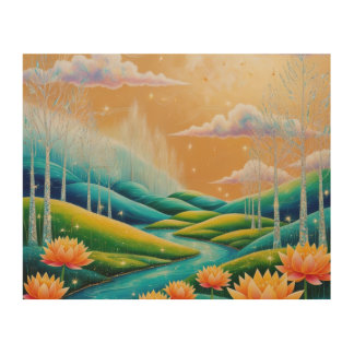 Lotus Art Print Wood Wall Art