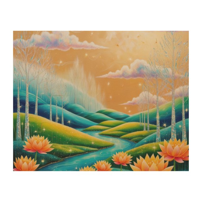 Lotus Art Print Wood Wall Art  (Front)