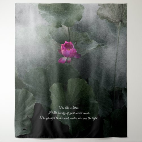  Lotus Art with Inspirational Quote Custom Tapestry