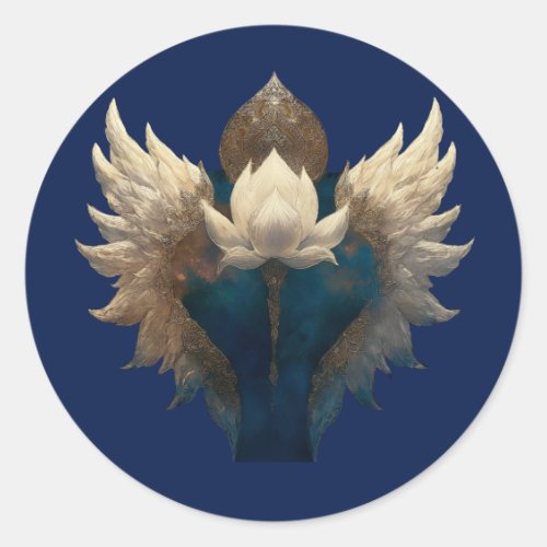 LOTUS ASCENDANT l WINGED LOTUS Classic Round Sticker