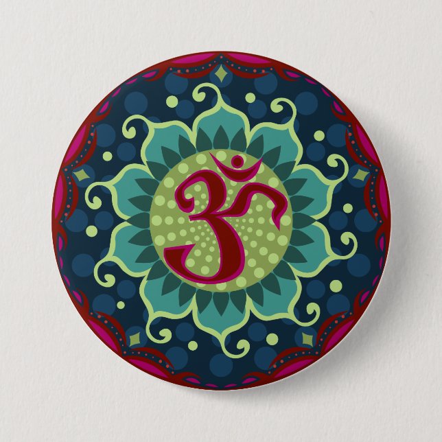 Lotus Aum - OM Pinback Button (Front)