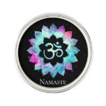 *~* Lotus Aum Om  Symbol Watercolor  Mandala Lapel Pin at Zazzle