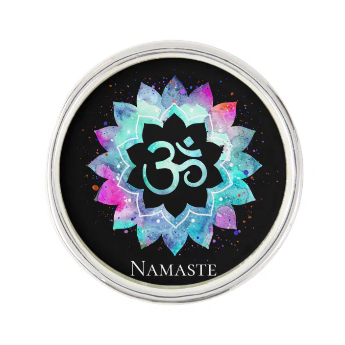 Lotus Aum Om Symbol Watercolor Mandala Lapel Pin Zazzle Com