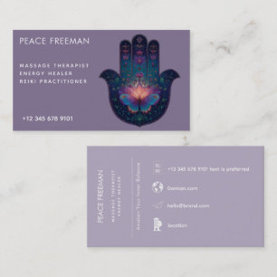 Lotus Awakening Hamsa Hand Design Business Card