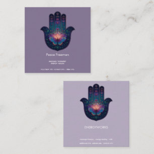 Lotus Awakening Hamsa Hand Design Square Business Card