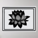 Lotus Black Grey Print, Poster (Semi-Gloss)