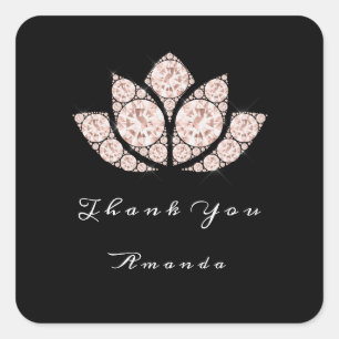 Lotus Black White Rose Makeup Bridal 16 Thank Square Sticker