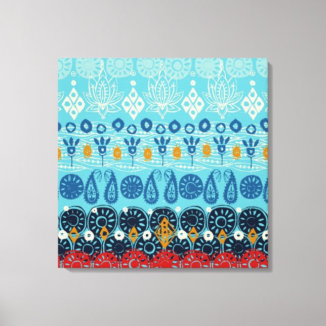 lotus block blue canvas print (Front)