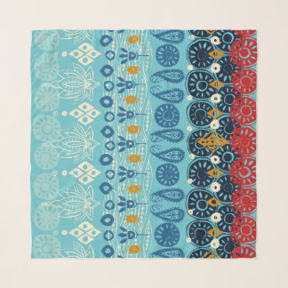 lotus block blue scarf