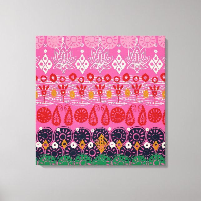 lotus block pink canvas print (Front)