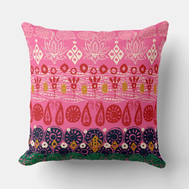 lotus block pink throw pillow (Front)