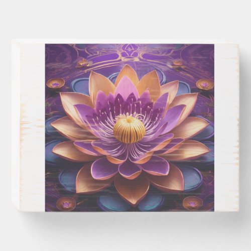 Lotus Bloom Symbol of Purity Collection Wooden Box Sign