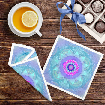 Lotus Bloom Turquoise Mandala Id129 Paper Napkins by arrayforhome at Zazzle