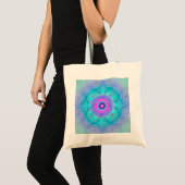 Lotus Bloom Turquoise Mandala ID129 Tote Bag (Front (Product))