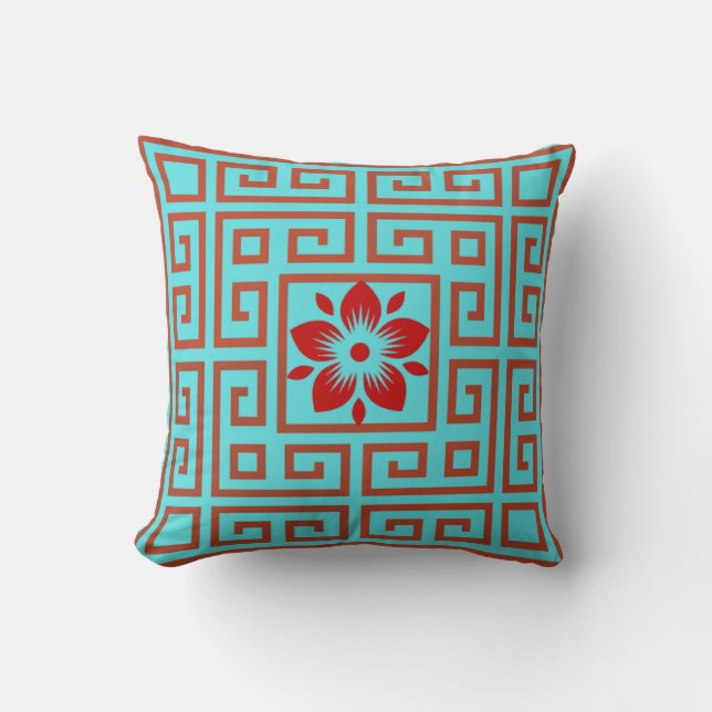 "Lotus Blossom: Chinese Elegance Pillow" Throw Pillow (Front)