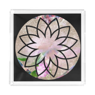 Lotus Blossom Floral Springtime Acrylic Tray