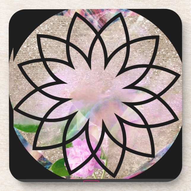 Lotus Blossom Floral Springtime Beverage Coaster (Front)