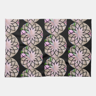 Lotus Blossom Floral Springtime in Pastel Pink Kitchen Towel