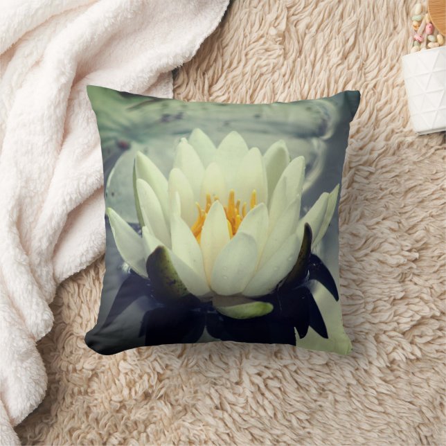 Lotus Blossom Floral Throw Pillow (Blanket)