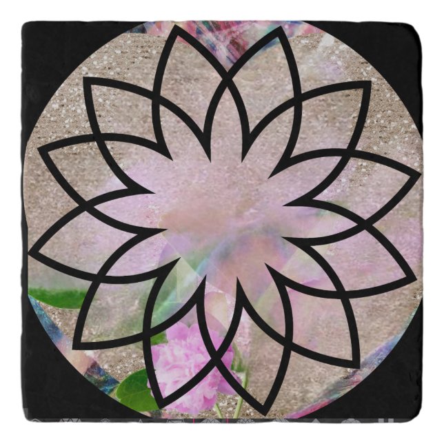 Lotus Blossom Floral Trivet and Pot Holder Set (Front)