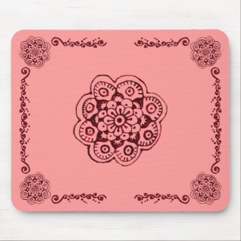 Lotus Blossom (henna)(red) Mouse Pad by HennaHarmony at Zazzle
