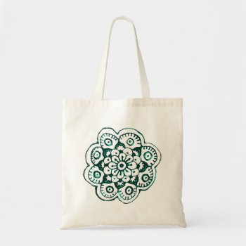 Lotus Blossom (henna)(teal) Tote Bag by HennaHarmony at Zazzle