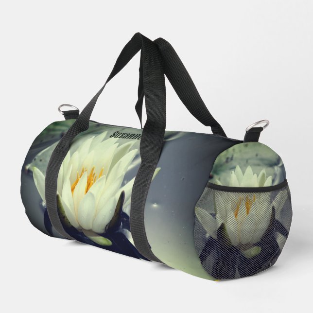 Lotus Blossom Lily Personalized Duffle Bag (Right Corner)