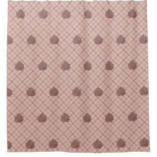 Lotus blossom on a tartan shower curtain
