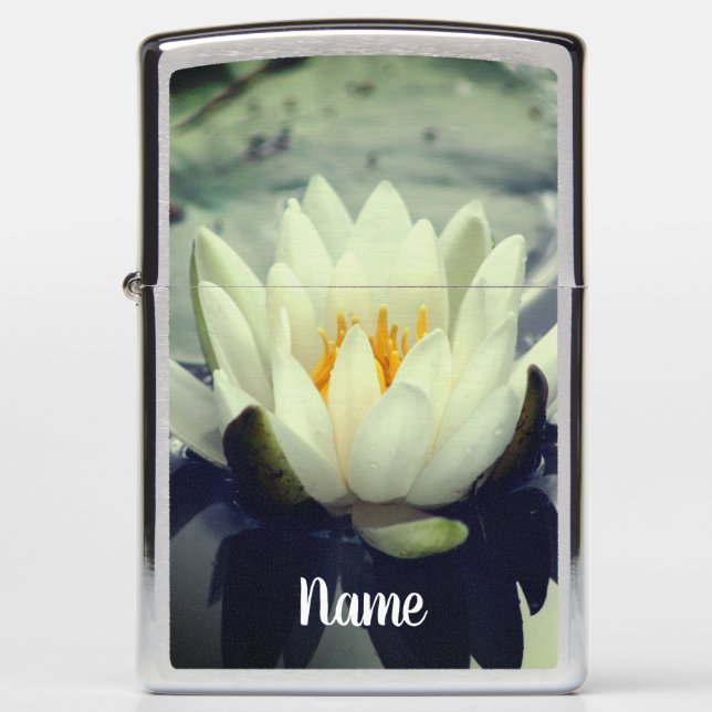 Lotus Blossom Personalized Zippo Lighter (Front)
