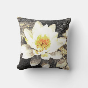 lotus blossom pillow gray and yellow